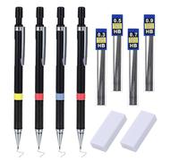 Gvvsjgdbis Lot de 4 porte-mines avec 52 recharges HB (0,3, 0,5, 0,7, 0,9 mm), crayons automatiques Ketwith 2 gommes pour croquis