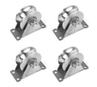 Gvvsjgdbis Lot de 4 roues de porte coulissante en acier inoxydable 304 de 5,1 cm avec fente en U - Roulettes à double roulement lisse