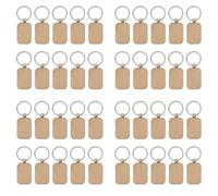 Gvvsjgdbis Lot de 40 porte-clés vierges en bois brut avec porte-clés pour étiquettes EDC, fournitures d'artisanat