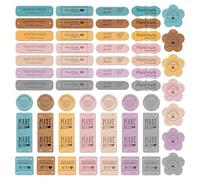 Gvvsjgdbis Lot de 56 étiquettes en cuir faites à la main pour crochet, étiquettes colorées en cuir pour articles faits à la main, tricot bricolage