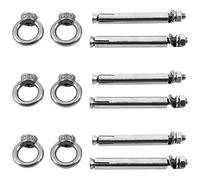 Gvvsjgdbis Lot de 6 boulons à œil d'ancrage en acier inoxydable style brut M6 x 82 mm Argenté
