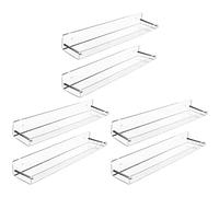 Gvvsjgdbis Lot de 6 étagères flottantes en acrylique transparent pour salle de bain, bibliothèque, présentoir pour bureau - 38,1 x 8,2 cm