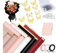 Gvvsjgdbis Lot de 60 feuilles de papier d'emballage imperméable pour bouquet de fleurs pour fête des mères, mariage, fête prénatale, remise de diplôme