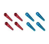 Gvvsjgdbis Lot de 8 klaxons d'extension de bras servo de direction en métal 37 mm 25T pour voiture télécommandée, rouge et bleu