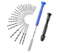 Gvvsjgdbis Micro-type étau à broche et hélicoïdale Outil de rotation avec 25 petits forets manuels en métal de 0,5 à 3 mm, comme indiqué, bricolage pour moulage de résine