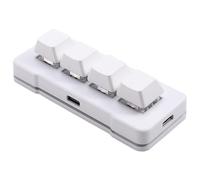 Gvvsjgdbis MK424U Mini clavier personnalisé 4 touches avec interrupteur mécanique bleu connexion USB pour jeux de bureau multimédia Blanc