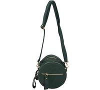 Gvvsjgdbis Mode Circulaire Gommage en Cuir PU Sac À Main Femme RéTro Sac À BandoulièRe Ronde Femmes Cercle Sac Messenger (Vert)