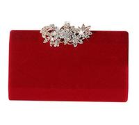 Gvvsjgdbis Mode Noble Dame Strass SoiréE Embrayage Sac Fourre-Tout Solide Femmes ÉPaule ChaîNe en Daim Vin Rouge