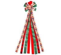 Gvvsjgdbis Noël TreeTopper Bow Couronne de Noël Bow 49.6x11.8 Pouces Grande Toile de avec Rouge Polyester Edge Cadeau Bow