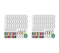 Gvvsjgdbis Porte-Clés ébauches de Sublimation, 400 Pièces Séries Cercle de Porte-Clés ébauches de Sublimation Ronde de 2 Pouces avec Glands, pour la Fabrication Artisanale de Bricolage