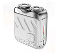Gvvsjgdbis Rasoir à Barbe, Rasoir Électrique Rechargeable, Coupe Magnétique à Double Anneau, Mini Rasoir Électrique de Voyage, Argent