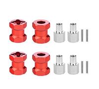Gvvsjgdbis RC Voiture Métal 12 mm Roue Hexagonale Moyeu 15 mm Embrayage de Rallonge pour AXIAL SCX10 D90 CC01 1/10 RC Crawler Rouge