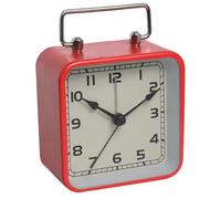 Gvvsjgdbis Réveil Carré en Métal, Horloge de Bureau Silencieuse, Horloge à Quartz Lumineuse pour Étudiants, Horloge Rouge
