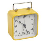 Gvvsjgdbis Réveil Carré en Métal, Horloge de Bureau Silencieuse, Horloge à Quartz Lumineuse pour Étudiants, Horloge Jaune