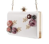 Gvvsjgdbis Sac de SoiréE en Cuir pour Femme à la Mode DîNer de FêTe Lady Wedding Flower Clutch Purse (Blanc)