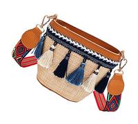 Gvvsjgdbis Sac Oblique Simples Pour Femme Sac À Gland À Large Bande Tissée (Brun)