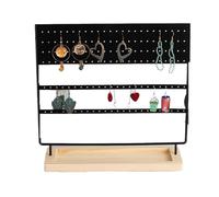 Gvvsjgdbis Support à bijoux noir avec base rainurée à 144 trous, support de table pour boucles d'oreilles, porte-bagues, porte-bijoux, bagues, facile à utiliser
