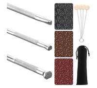 Gvvsjgdbis Tampons en Cuir, Ensemble de 3 Tampons de Forme Spéciale avec Pompons en Laine, Sac de Rangement pour Travaux D'Artisanat en Cuir