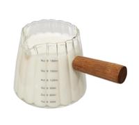 Gvvsjgdbis Tasses à expresso, accessoires pour expresso, pichet à mousse de lait, tasse à mesurer en verre, verre à liqueur avec poignée en bois, 177 ml, 1 pièce