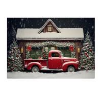 Gvvsjgdbis Toile de fond de Noël Nouvel An vintage camion rouge enfants studio photo photographie toile de fond, E facile à utiliser