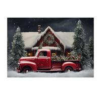 Gvvsjgdbis Toile de fond de Noël Nouvel An vintage camion rouge enfants studio photo photographie toile de fond, F facile à utiliser