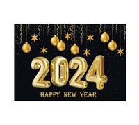 Gvvsjgdbis Toile de fond pour photographie du Nouvel An 2024 - 210 x 150 cm - Champagne et doré - Paillettes - Toile de fond pour photographie - C