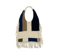 Gvvsjgdbis Tricoté au Crochet Esthétique Femme Sac à Bandoulière Vintage Patchwork Gland Sac Fourre-Tout Design de Mode Dames Sac à Main E