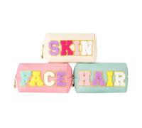 Gvvsjgdbis Trousse de Maquillage Preppy 3 Pièces, Trousse de Maquillage de Voyage, Trousse de Toilette Imperméable en Cuir PU, Pochette Mignonne pour Adolescentes et Femmes