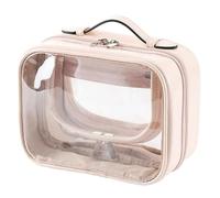 Gvvsjgdbis Trousse de maquillage transparente - Double voyage - Étanche - Trousse de toilette - Grande capacité - Sac de rangement ouvert - Rose - 21 x 11 x 15 cm