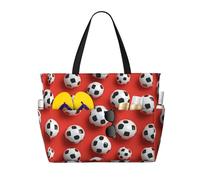 GVYGVY Grand sac de plage pour femme résistant au sable - Sac fourre-tout moderne imprimé ballon de football d'été voyage travail avec fermeture éclair