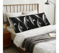 GVYGVY Housse de coussin de corps avec fermeture éclair - Doux imprimé dauphins noirs 50,8 x 137,2 cm, housse de coussin confortable, longue taie d'oreiller amovible
