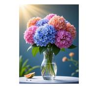 GVYGVY Kit de peinture diamant pour adultes - Fleurs d'été dans un vase transparent à faire soi-même - Kit de peinture diamant sans cadre pour adultes débutants - 30,5 x 40,6 cm - Décoration murale