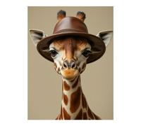 GVYGVY Kit de peinture diamant pour adultes - Girafe portant un chapeau marron - Kit de peinture diamant sans cadre pour adultes débutants - 30,5 x 40,6 cm pour décoration murale d'intérieur