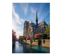 GVYGVY Kit de peinture diamant pour adultes - Scène de rivière printanière de Notre-Dame - Kit de peinture diamant sans cadre pour adultes débutants - 30,5 x 40,6 cm pour décoration murale d'intérieur