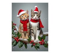 GVYGVY Kit de peinture diamant sans cadre pour adultes - Chats portant un chapeau de Père Noël sur une branche enneigée - Kit de peinture diamant sans cadre pour adultes et débutants - 30,5 x 40,6 cm
