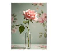GVYGVY Kits d'art diamant pour adultes - Rose rose dans un vase en verre à faire soi-même sans cadre - Kit de peinture diamant pour décoration murale d'intérieur