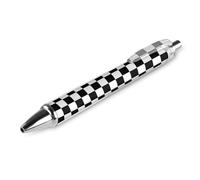 GVYGVY Lot de 1 stylo à bille noir - Échiquier damier noir et blanc imprimé 0,5 mm pour journal, stylo à bille à encre fine pour l'écriture, le bureau et les fournitures scolaires