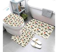 GVYGVY Lot de 3 tapis de salle de bain - Imprimé avocat - Absorbant, antidérapant et lavable - En forme de U - Doux - Pour salle de bain, baignoire, toilettes
