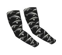 GVYGVY Manchons de refroidissement pour homme et femme - Protection UV - Respirant - Imprimé dauphins noirs - Manches de compression de tatouage pour couvrir les bras pour femmes et hommes avec trou