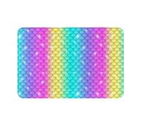GVYGVY Paillasson d'entrée extérieur, intérieur et extérieur - Motif écailles arc-en-ciel 2 - Tapis de cuisine pour sol, tapis de salle de bain fin lavable pour salle de bain, 40,6 x 61 cm