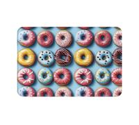GVYGVY Paillasson d'entrée extérieure, intérieur et extérieur - Tapis de cuisine à imprimé donuts arc-en-ciel pour sol, tapis de salle de bain fin lavable pour dessous de porte, tapis de bain pour