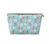 GVYGVY Petite trousse de maquillage de voyage - Jolie trousse de toilette de voyage en cuir imprimé dents de brosse à dents pour homme et femme, pochettes de rangement pour sac à main avec fermeture