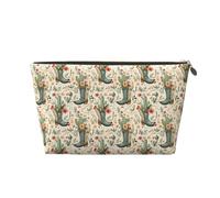 GVYGVY Petite trousse de maquillage de voyage - Trousse de toilette de voyage en cuir imprimé cactus de l'Ouest pour homme et femme, pochettes de rangement pour sac à main avec fermeture éclair