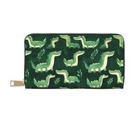 GVYGVY Portefeuille fin en cuir pour homme et femme - Porte-cartes imprimé crocodile mignon avec fermeture éclair