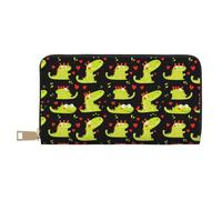 GVYGVY Portefeuille fin en cuir pour homme et femme - Porte-cartes imprimé crocodile mignon avec fermeture éclair