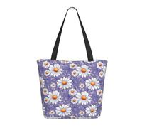 GVYGVY Sac fourre-tout de voyage pour femme - Motif marguerites violettes 1 imprimé - Sac à main léger pour infirmière, plage - Grand sac à main tendance avec fermeture éclair