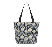 GVYGVY Sac fourre-tout de voyage pour femme - Sac à main léger à imprimé damassé bleu vintage pour infirmière, plage, grand sac à main tendance avec fermeture éclair
