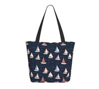 GVYGVY Sac fourre-tout de voyage pour femme - Sac à main léger à motif voilier rouge bleu imprimé sac à main pour infirmière, plage pour femme, grand sac fourre-tout tendance avec fermeture éclair
