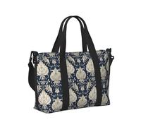 GVYGVY Sac fourre-tout pour ordinateur portable pour femme - Sac de voyage vintage à imprimé damassé bleu pour femme, sac de voyage pour femme, sac de sport pour homme, sac de voyage à bandoulière