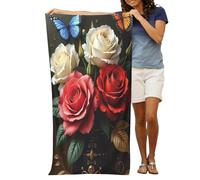 GVYGVY Serviette de plage à séchage rapide - Serviette de bain douce à imprimé papillon rose n° 581 pour salle de bain, serviettes en microfibre pour le corps, serviette de plage absorbante et